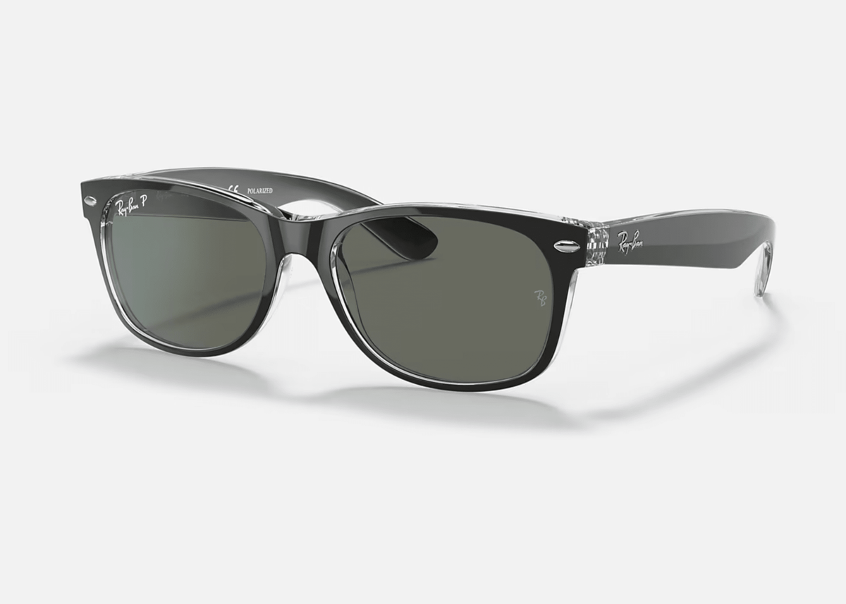 0RB2132 Ray-Ban® / Matte Black On Transparent/Polarized Green Classic G-15(605258) / 55-18-145
