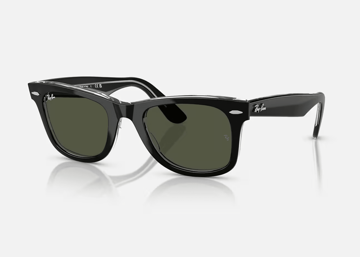 0RB2140 Ray-Ban® / Polished Black On Transparent/Green(129431) / 50-22-150