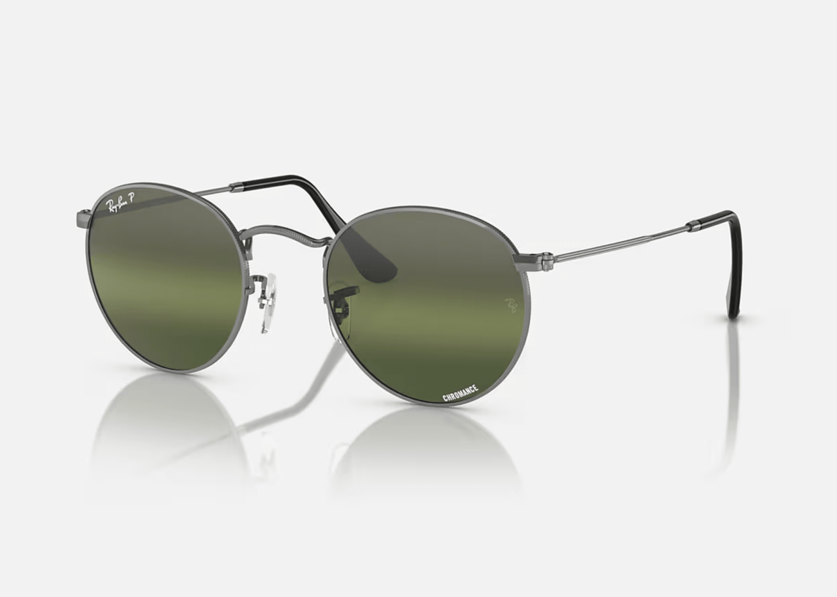 0RB3447 Ray-Ban® / Polished Gunmetal/Silver/Green Polarized+ Chromance(004/G4) / 50-21-145
