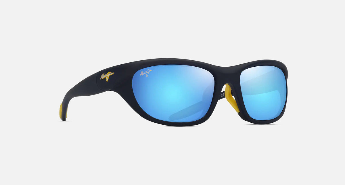 MJ0343SA / Matte Solid Dark Blue with Yellow / Blue Hawaii (B343-03A) / 59-19-130 / quarter angle
