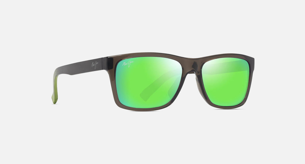 MJ0345S / Shiny Transparent Dark Gray with Green / MAUIGreen® (GM345-14A) / 57-17-145 / quarter angle