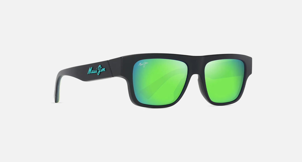 MJ0638S / Matte Black with Interior White Gradient Effect / MAUIGreen® (GM638-02) / 54-16-140 / quarter angle