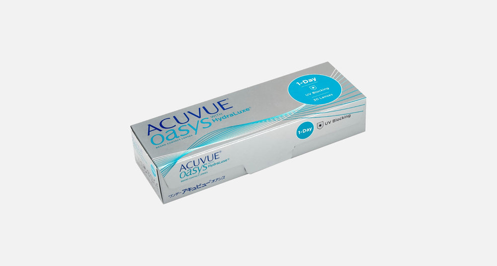 Acuvue Oasys 1-Day with HydraLuxe pack of 30 angled view