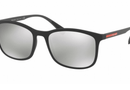 PS01TS Prada® Sport Sunglass / Black Rubber / Light Grey Mirror Silver (DG02B0) / 56-19-140