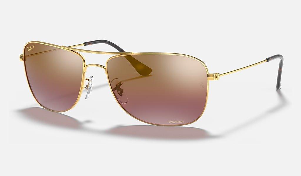 RB3543 Ray-Ban® / Polished Gold/Polarized Purple Chromance(001/6B) / 59-16-140